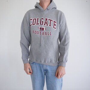 VTG '90s Russell Athletic Colgate Football Collegiate Gray Hoodie Sweatshirt S